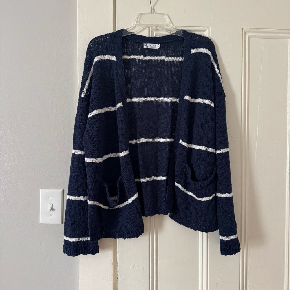 Carve Designs Navy Blue Striped Women's Cardigan